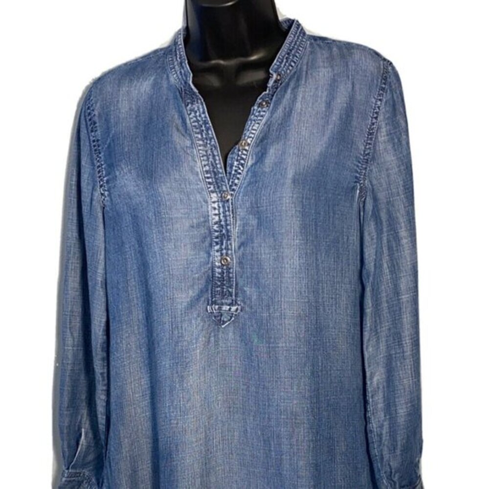 Kenneth Cole Reaction Women's Blue‎ Denim Full Sleeve Tunic Shirt Dress M NWOT